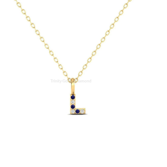 Dainty L Initial Birthstone Necklace, Minimalist Necklace, Sapphire Letter Necklace For Her, Custom Necklace, Amethyst Initial Necklace