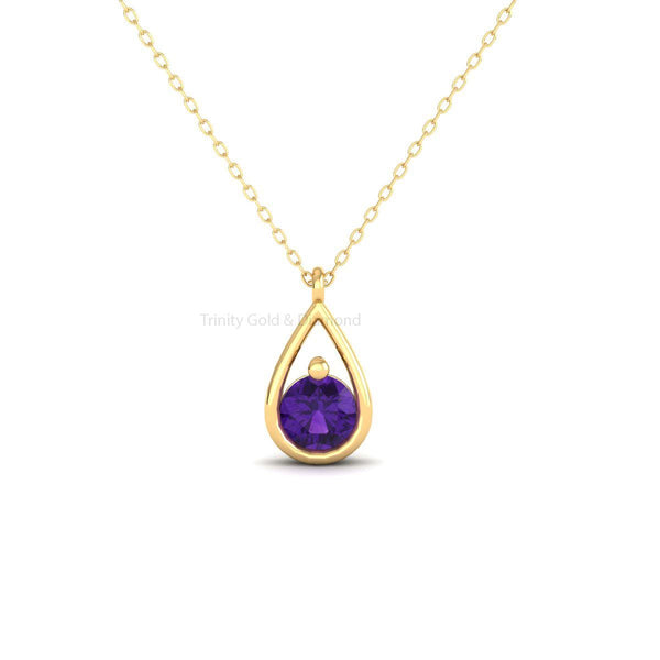 Women's Teardrop Solitaire Pendant Necklace, Sapphire Ruby Amethyst Emerald Pendant Necklace, September Birthstone, 925 Solitaire Pendant