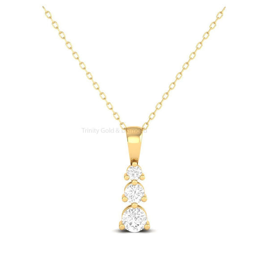 Classic Trio Moissanite Diamond Necklace, Three Stone Pendant, Past Present Future Necklace, Birthday Jewelry Gift, 3 Stone Necklace, Gifts