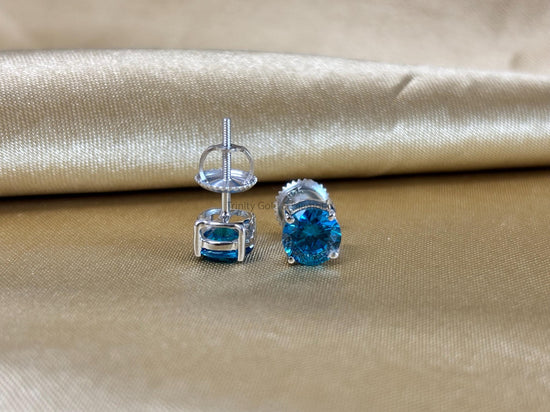 Studs • Blue Sapphire Gemstone Stud Earrings for Women • 6.0mm Stud Earrings with Screw Back • Perfect Gift for Her