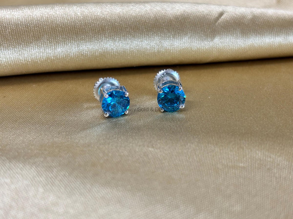 Studs • Blue Sapphire Gemstone Stud Earrings for Women • 6.0mm Stud Earrings with Screw Back • Perfect Gift for Her