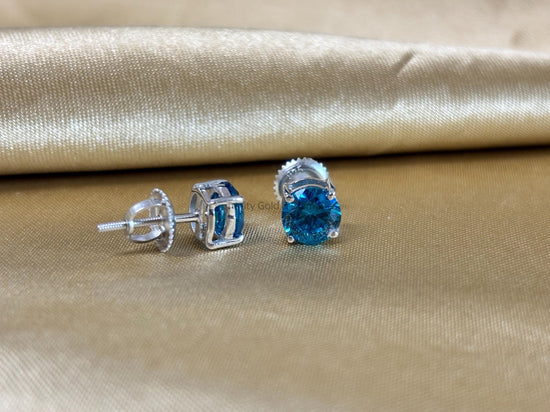 Studs • Blue Sapphire Gemstone Stud Earrings for Women • 6.0mm Stud Earrings with Screw Back • Perfect Gift for Her
