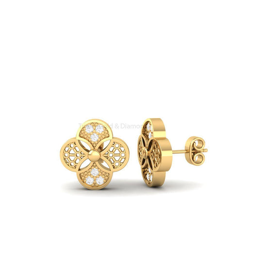 Moissanite Flower Stud Earrings, Stud Earrings, Wedding Earrings For Women, Minimalist Diamonds Earrings, Perfect for Her, Floral Jewelry