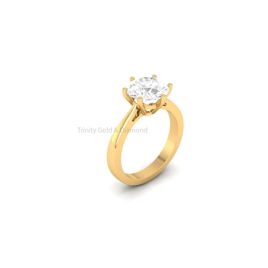 Classic Round Solitaire Ring, Moissanite Engagement Rings, Solitaire Engagement Ring for Women, Promise Ring, 6 Prong Ring, Anniversary Gift