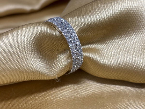 Three Row Moissanite Diamond Eternity Ring for Women • Prong Set Ring for Women • Size-5-12 USA • Classic Eternity Gift for Her