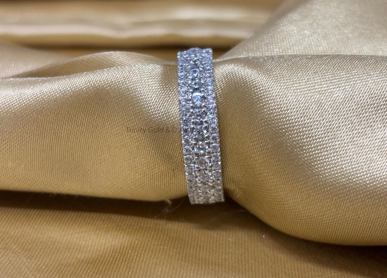 Three Row Moissanite Diamond Eternity Ring for Women • Prong Set Ring for Women • Size-5-12 USA • Classic Eternity Gift for Her
