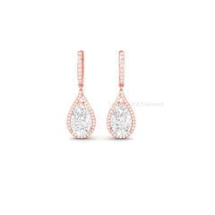 1.50 CT Pear Earrings, Diamond Drop Earrings, Pear Shaped Drop Earrings For Women, Diamond Dangling Earrings, Charm Silver Dangle Earrings