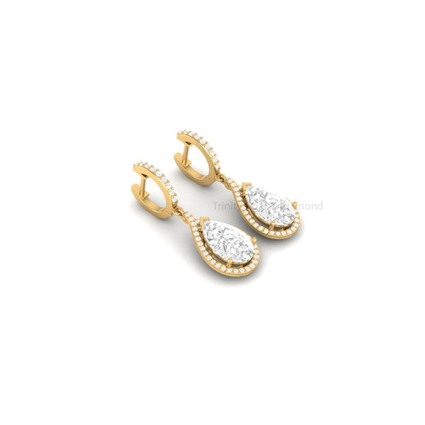 1.50 CT Pear Earrings, Diamond Drop Earrings, Pear Shaped Drop Earrings For Women, Diamond Dangling Earrings, Charm Silver Dangle Earrings