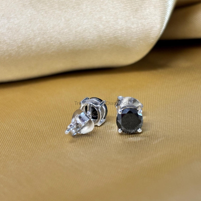 Black Stud Earring For Him And Her • 6.0mm Stud Earrings with Screw Back • Perfect Gift