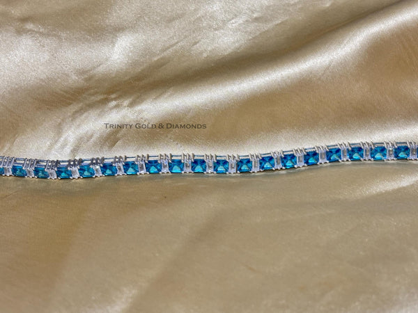 Gemstone Tennis Bracelet • Fancy Shape Tennis Bracelet In Sterling Silver For Women • Anniversary Gift • Size-5-12 Inch
