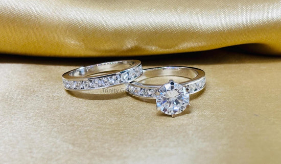 Channel Set Bridal Set For Women • Solitaire Lab Grown Bridal Set For Her • Wedding Set • Perfect Classic Wedding Gift for Her