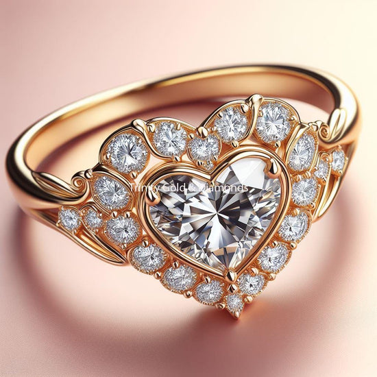 Heart Shape Diamond Ring For Women • Art Deco Anniversary Ring For Women • Perfect Gift for Her • Statement Ring • Valentine Gift