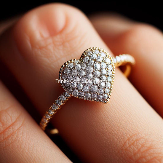 Heart Ring • Moissanite Diamond Dainty Heart Ring For Women • Art Deco Ring For Women • Perfect Gift  • Statement Ring • Valentine Gift