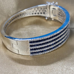 Big Bangles For Women • Classic Sapphire and White Moissanite Diamond Bangle Bracelet for Women • Anniversary Statement Diamond Bangle Gift