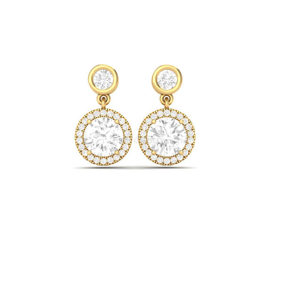 Moissanite Halo Dangle Earrings, Diamond Drop Earrings, Dangle & Drop Silver Earrings for Women, Dangly Earrings, Mother&