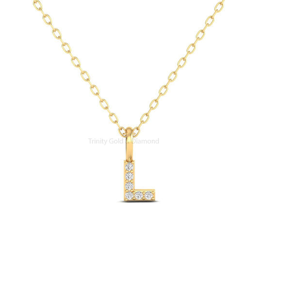 1.0ct Initial L Moissanite Pendant With Chain, L Alphabet Pendant Necklace, Dainty Pendant Gift, Handmade Jewelry, Diamond Initial Pendant