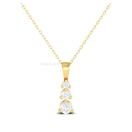 Classic Trio Moissanite Diamond Necklace, Three Stone Pendant, Past Present Future Necklace, Birthday Jewelry Gift, 3 Stone Necklace, Gifts