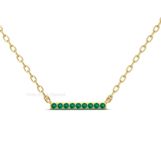 Blue Sapphire Bar Pendant, Dainty Sapphire Pendant For Women, Anniversary Gift, Row Pendant, Micro Pave Set Birthstone Minimalist Pendant