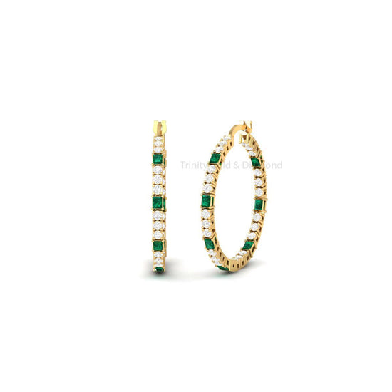 Inside Out Hoop Earrings, Alternative Diamond Earrings, Women&