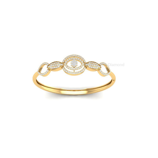 Round Moissanite Diamond Bracelet, Wedding Engagement Bangle Bracelet, Party Wear Bangle Bracelet, Bridal Bangle, Statement Diamond Bangle