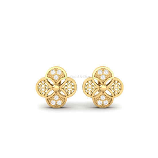 Moissanite Flower Stud Earrings, Stud Earrings, Wedding Earrings For Women, Minimalist Diamonds Earrings, Perfect for Her, Floral Jewelry