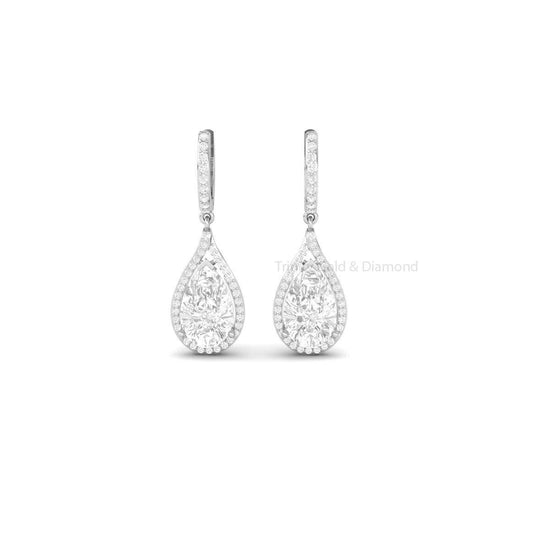 1.50 CT Pear Earrings, Diamond Drop Earrings, Pear Shaped Drop Earrings For Women, Diamond Dangling Earrings, Charm Silver Dangle Earrings