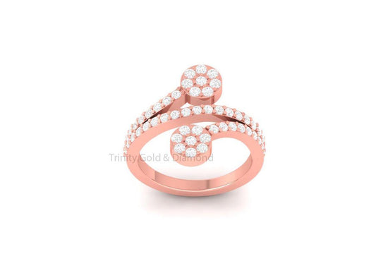 Bypass Circle Diamond Ring for Women • Moissanite Perfect Anniversary Gift for Her •