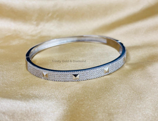Bangles For Women • Classic White Moissanite Diamond Bangle Bracelet for Women • Anniversary Statement Diamond Bangle Gift