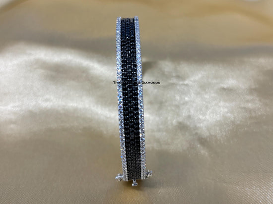 Black Diamond Bangle Bracelet For Women • White Moissanite And Black Diamond Bangle Bracelet • Diamond Bangle • Anniversary gift for her
