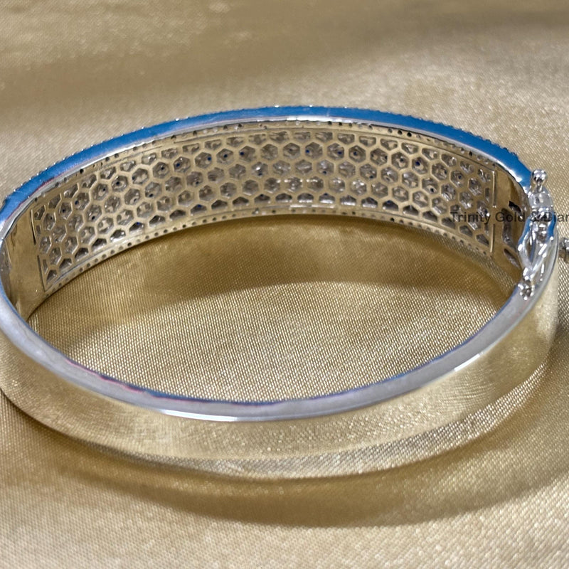 Big Bangles For Women • Classic Sapphire and White Moissanite Diamond Bangle Bracelet for Women • Anniversary Statement Diamond Bangle Gift