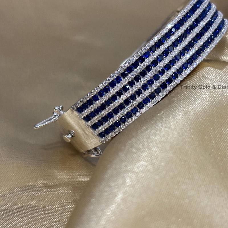 Big Bangles For Women • Classic Sapphire and White Moissanite Diamond Bangle Bracelet for Women • Anniversary Statement Diamond Bangle Gift