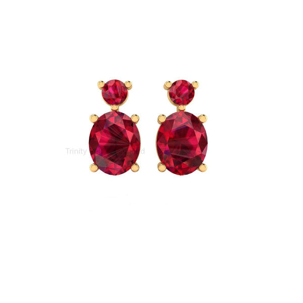 Oval Ruby Earrings, Oval Dangling Earrings, July Birthstone, Ruby Drop Earrings, Perfect Gift for Mom, Gemstone Dangles, Bridesmaid Earrings