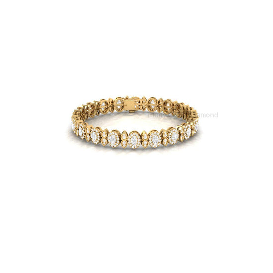 Oval Diamond Tennis Bracelet for Women, Halo Diamond Bracelet, Tennis Bracelet For Wedding, Statement Bracelet, Perfect Bracelet for Wife