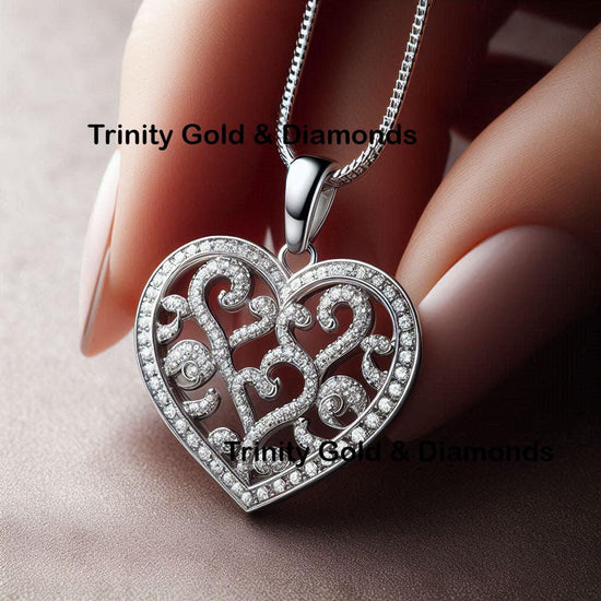 Moissanite Diamond Heart Pendant Necklace for Women • Perfect Gift for Her