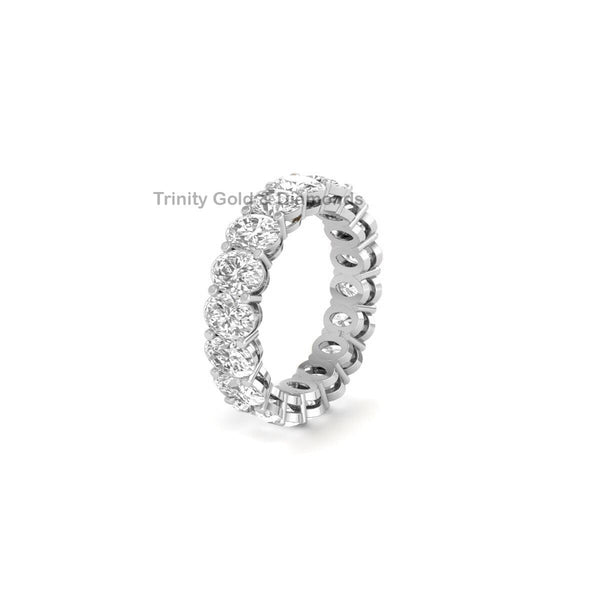 Oval Diamond Matching Wedding Band, Bridal Band, 14k White Gold, Diamond Eternity Band, Full Eternity, Eternity Stacking Band, Gift for Her