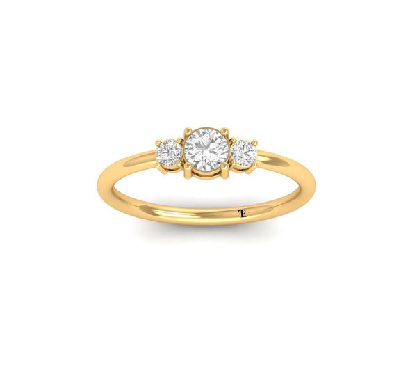 Trio Diamond Ring, Three Stone Engagement Moissanite Ring, Diamond Promise Ring, Classic Three Stone Ring, Silver Handmade Jewelry Gifts