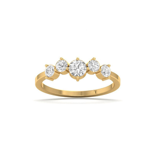 Five Stone Diamond Ring, Engagement Ring, Classic Five Stone Moissanite Wedding Band, Moissanite Wedding Band, Anniversary Ring for Women
