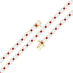 Ruby & Moissanite Diamond Tennis Bracelet for Women, Tennis Bracelet, Wedding Bracelet Gift, Ruby Sterling Silver Gemstone Bracelet, Gift