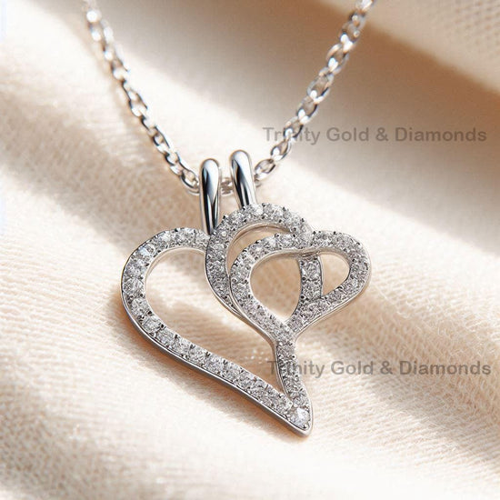 Triple Heart  Pendant • HEART PENDANT •  Moissanite Heart Necklace • Pave Heart Pendant • Heart Necklace • Perfect Mothers Day Gift