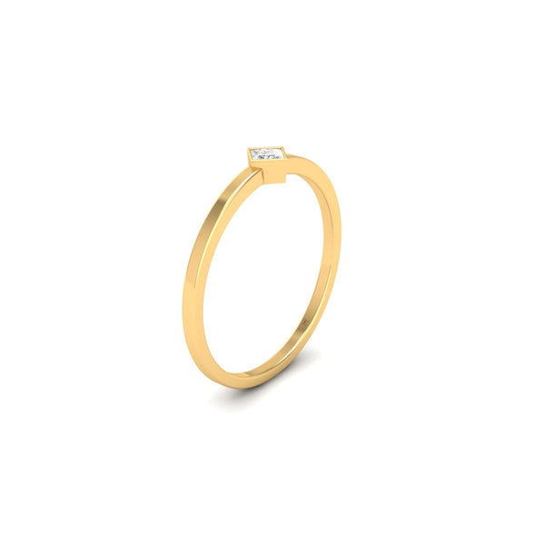 Princess Cut Diamond Dainty Ring, 14K Gold Plated Minimalist Promise Ring, Bezel Solitaire Ring, Stackable Ring for Her, Gift for Women