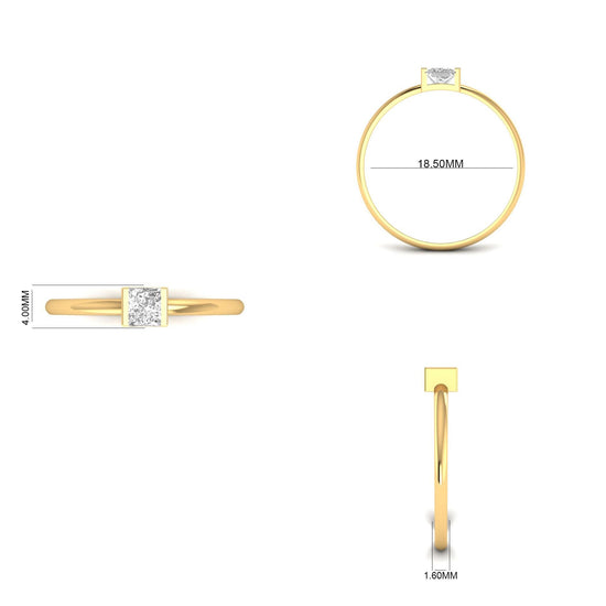 Princess Cut Diamond Minimalist Ring, 14K Gold Plated Solitaire Ring for Women, Dainty Bezel Set Ring, Everyday Stacking Promise Ring