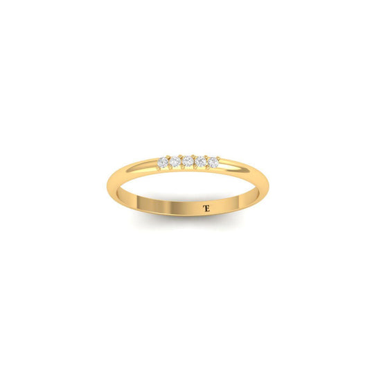 Dainty Diamond Band Ring, 14K Gold Plated Stacking Ring for Women, Minimalist 4 Stone Promise Ring, Handmade Thin Band Gift for Her
