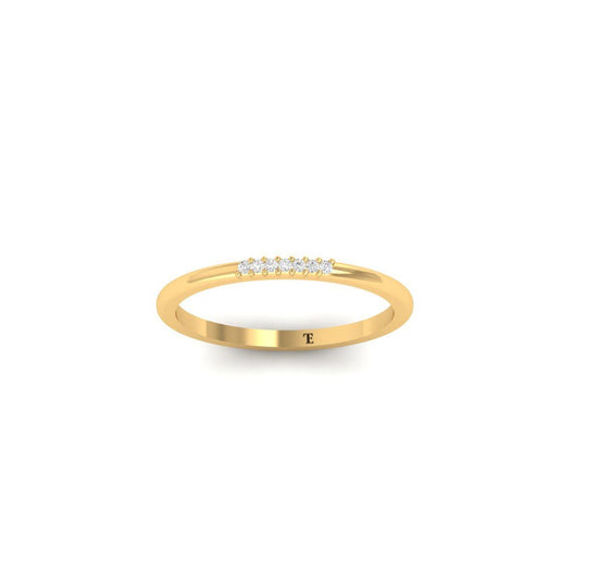 Dainty Diamond Band Ring, 14K Gold Plated Thin Stacking Ring, 5 Stone Minimalist Ring for Women, Handmade Promise Ring Gift