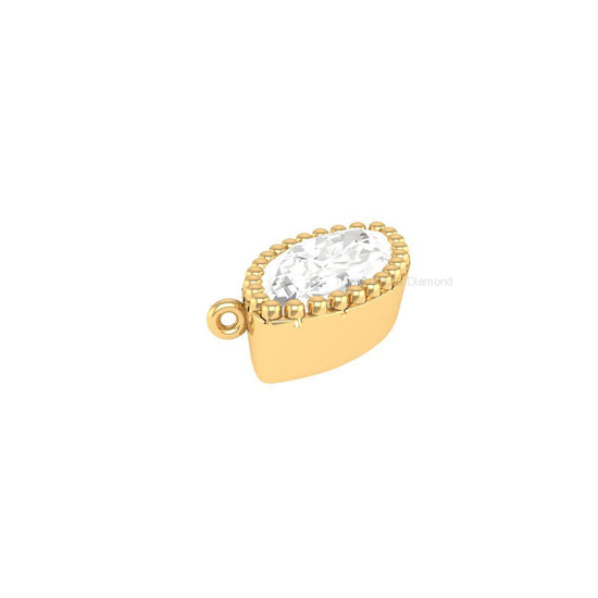Marquise Moissanite Pendant, 14K Gold Plated Solitaire Charm, Dainty Bezel Set Necklace Gift for Her, Mother’s Day Jewelry