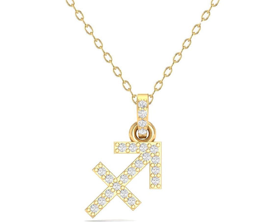 Sagittarius Zodiac Pendant, 14K Gold Plated Diamond Charm Necklace, Dainty Astrology Gift for Her, Sagittarius Jewelry, Mother&
