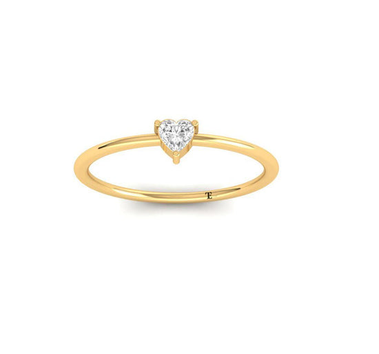 Heart Shape Diamond Ring in 14K Gold Plated | Dainty Solitaire Promise Ring for Her | Minimalist Stacking Ring | Handmade Jewelry Gift