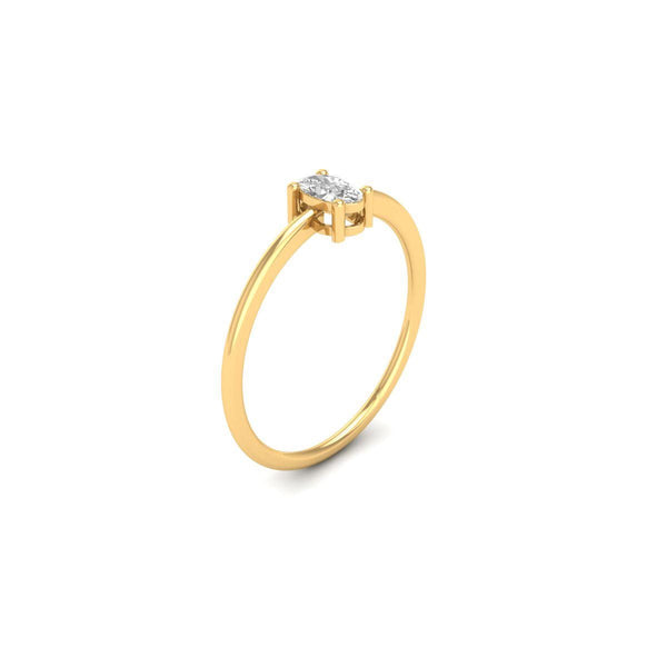 Oval Cut Diamond Solitaire Ring | 14K Gold Plated Dainty Engagement Ring | Thin Stackable Ring for Women | Handmade Promise Ring
