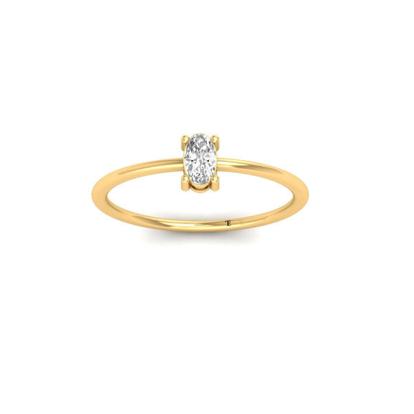 Oval Cut Diamond Solitaire Ring | 14K Gold Plated Dainty Engagement Ring | Thin Stackable Ring for Women | Handmade Promise Ring