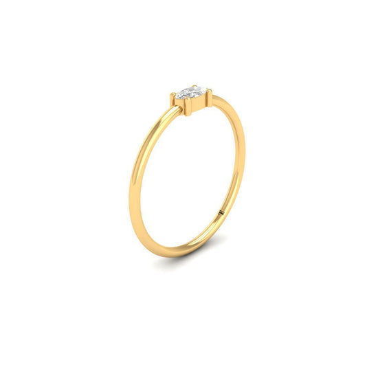 Marquise Diamond Dainty Ring | 14K Gold Plated Minimalist Promise Ring | Thin Stacking Ring for Women | Handmade Solitaire Jewelry