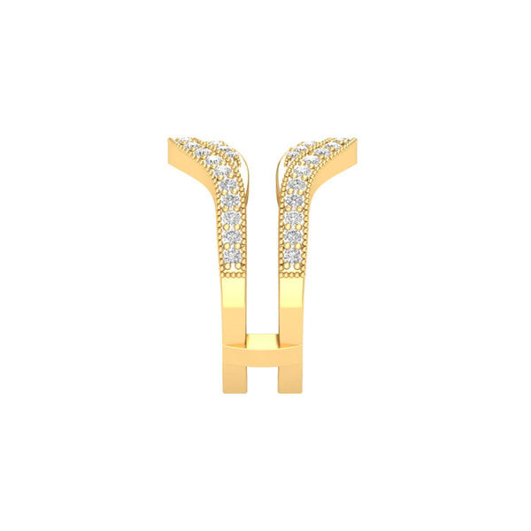 Double Row Chevron Enhancer Ring | 14K Gold Plated Diamond Guard Ring | Wedding Band Ring Set | Elegant Statement Ring for Women